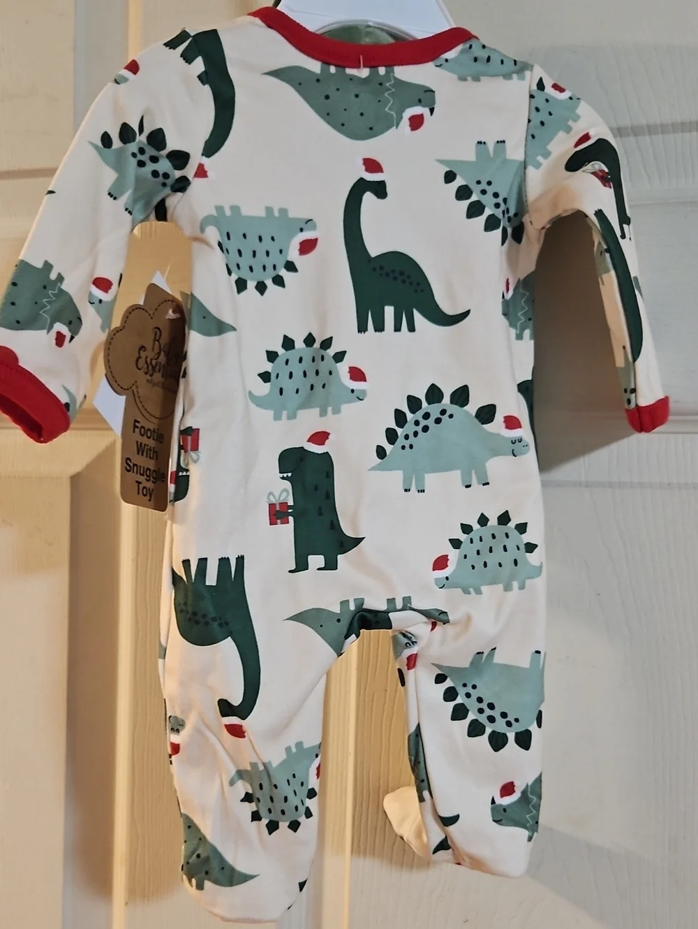 BABY ESSENTIALS DINOSAUR CHRISTMAS PJ 2 PIECE SET: NEW WITH TAGS: SIZE NEWBORN